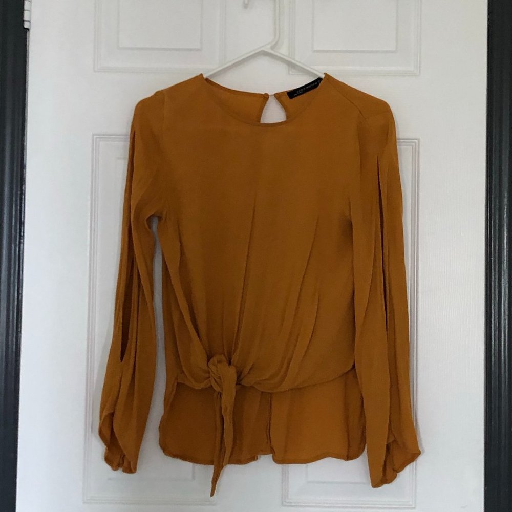 Mustard cold shoulder blouse